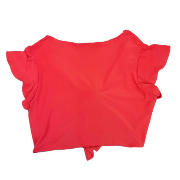 Perceptions Woman's Crop Top Size 14 Red Tie Front Short Sleeve Lightweight - Picture 2 of 7